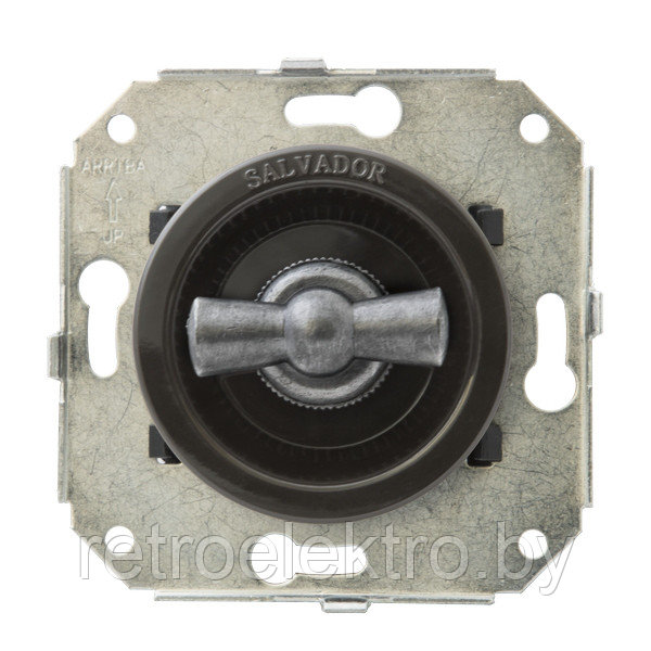 Двухклавишный выключатель поворотный 10А~250V,Коричневый /состаренное серебро - фото 1 - id-p72948414