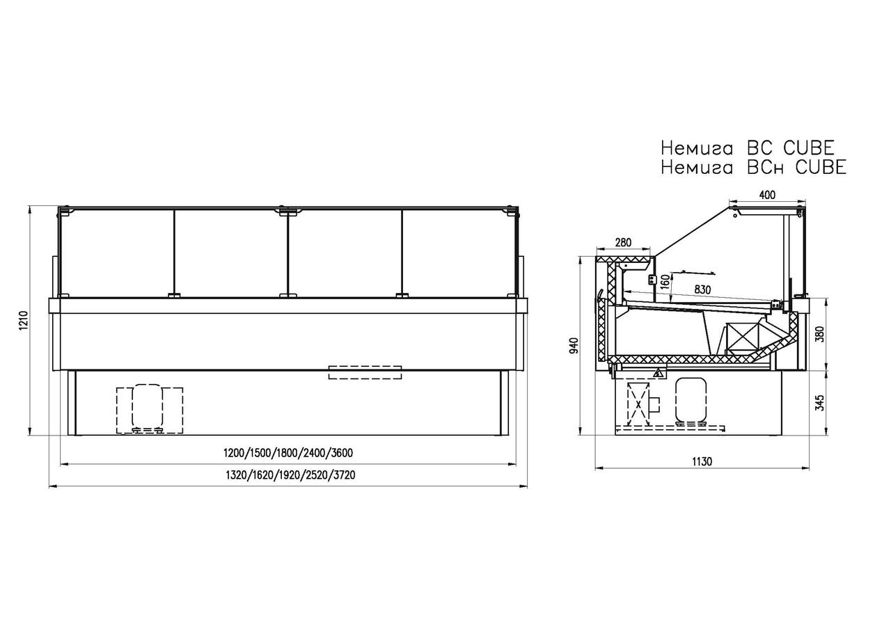Витрина холодильная Интэко-мастер НЕМИГА CUBE 120 ВС - фото 2 - id-p69916060