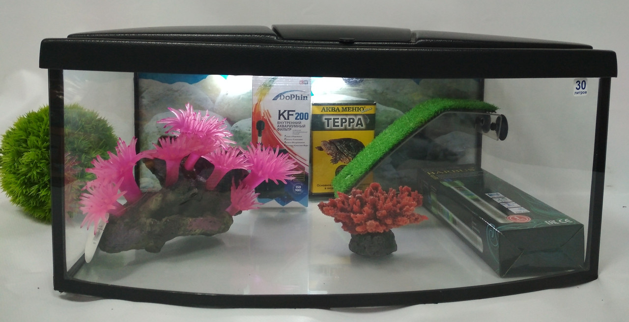 Террариум панорама для красноухих черепах ТВ-30 литров (комплект) - фото 1 - id-p72962687