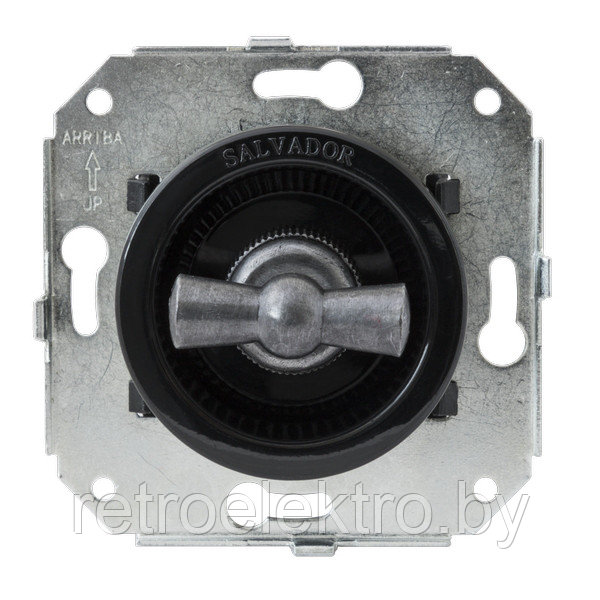 Двухклавишный выключатель поворотный 10А~250V,Черный /состаренное серебро - фото 1 - id-p72982439
