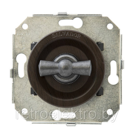 Двухклавишный выключатель поворотный 10А~250V,Венге /состаренное серебро, фото 2