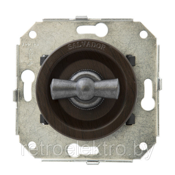 Двухклавишный выключатель поворотный 10А~250V,Венге /состаренное серебро - фото 1 - id-p72982487