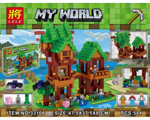 Конструктор LELE Minecraft Домик на дереве в джунглях(Дом у воды) 33106 (Аналог LEGO Minecraft 21125) 584 д - фото 2 - id-p73008521