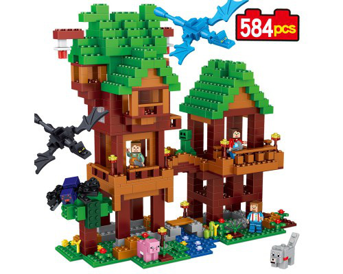 Конструктор LELE Minecraft Домик на дереве в джунглях(Дом у воды) 33106 (Аналог LEGO Minecraft 21125) 584 д