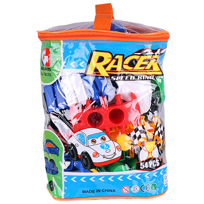 Конструктор Racer с крупными деталями 54 детали в п/э на замке с ручкой