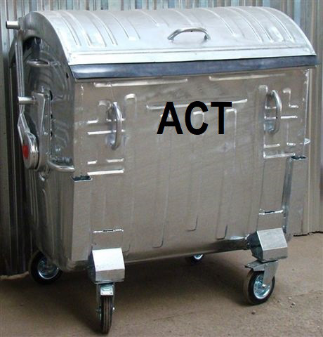 Ящик для мусора 1,1 м3 1100 литров оцинкованный на колесах контейнер - фото 2 - id-p73080116