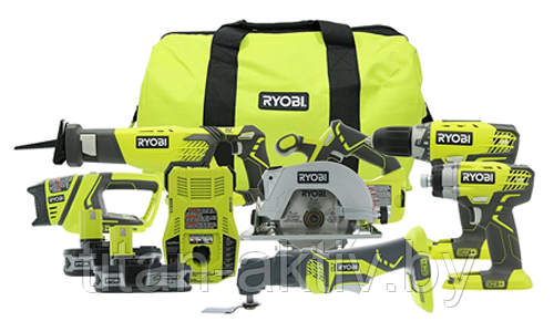 На картинке - Ryobi 18V ONE+ аккумуляторный комплект из 6 элементов