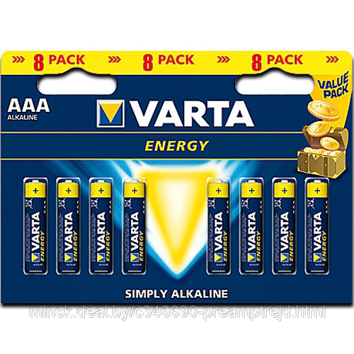 Батарейки VARTA Energy LR03/8ВР AAA - фото 1 - id-p73073703