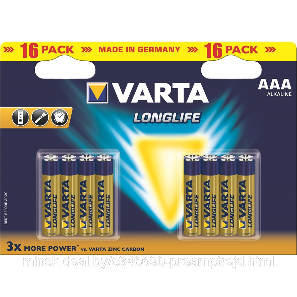 Батарейки VARTA Longlife LR03/16BP AAA - фото 1 - id-p73073720