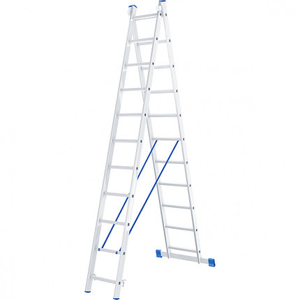 Лестница, 2 х 11 ступеней, алюминиевая, двухсекционная СИБРТЕХ Pоссия, фото 2
