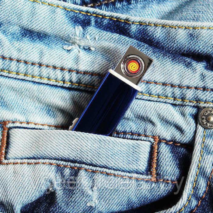 Зажигалка электронная с USB узкая в подарочной упаковке Синяя, Золотая,Черная - фото 2 - id-p73118063
