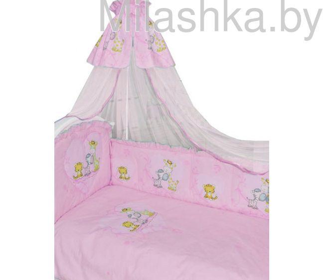 Комплект в кроватку Сафари 7 предметов розовый - фото 2 - id-p73172571