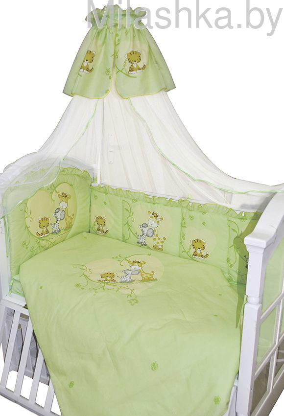 Комплект в кроватку Сафари 7 предметов зеленый - фото 1 - id-p73172572