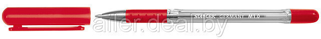 Ручка шариковая, STANGER резиновая вставка, красная, арт. 01