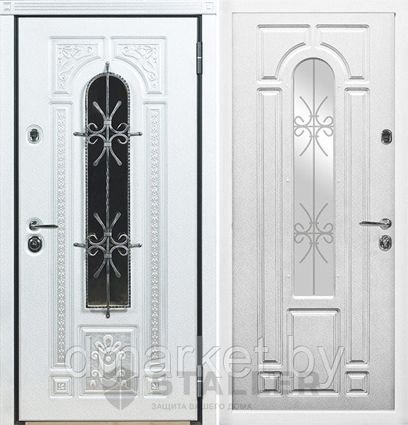 Дверь входная Сталлер Лацио Оро патина серебро, фото 1