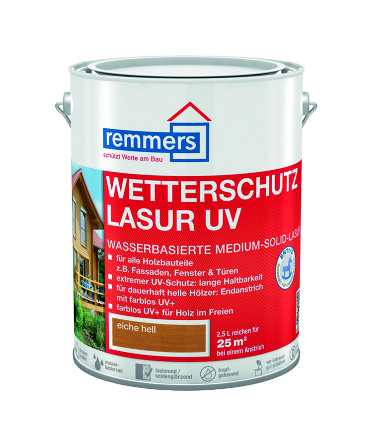 Remmers Wetterschutz-Lasur UV, 2,5л -  Водная лазурь с защитой от ультрафиолета для древесины | Реммерс