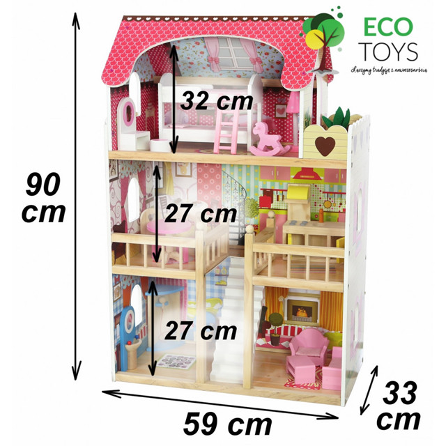 Кукольный домик Eco Toys Residence Malinowa 4109 деревянный - фото 2 - id-p73195775