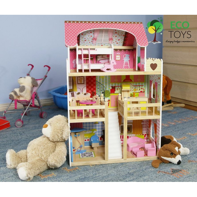 Кукольный домик Eco Toys Residence Malinowa 4109 деревянный - фото 3 - id-p73195775