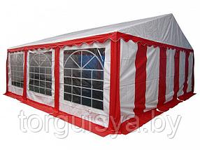 6x6м, P66201R Тент-шатер ПВХ, цвет белый с красным