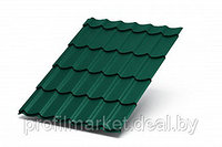 Металлочерепица Супермонтеррей Colorcoat Prisma 5 мм (RAL 6005 зеленый лист)
