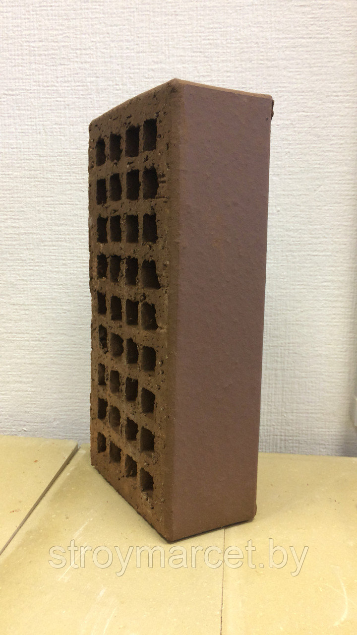 Кирпич лицевой пустотелый одинарный КЛПО М-125/35 цвет коричневый (объемное окрашивание) "Керамин"