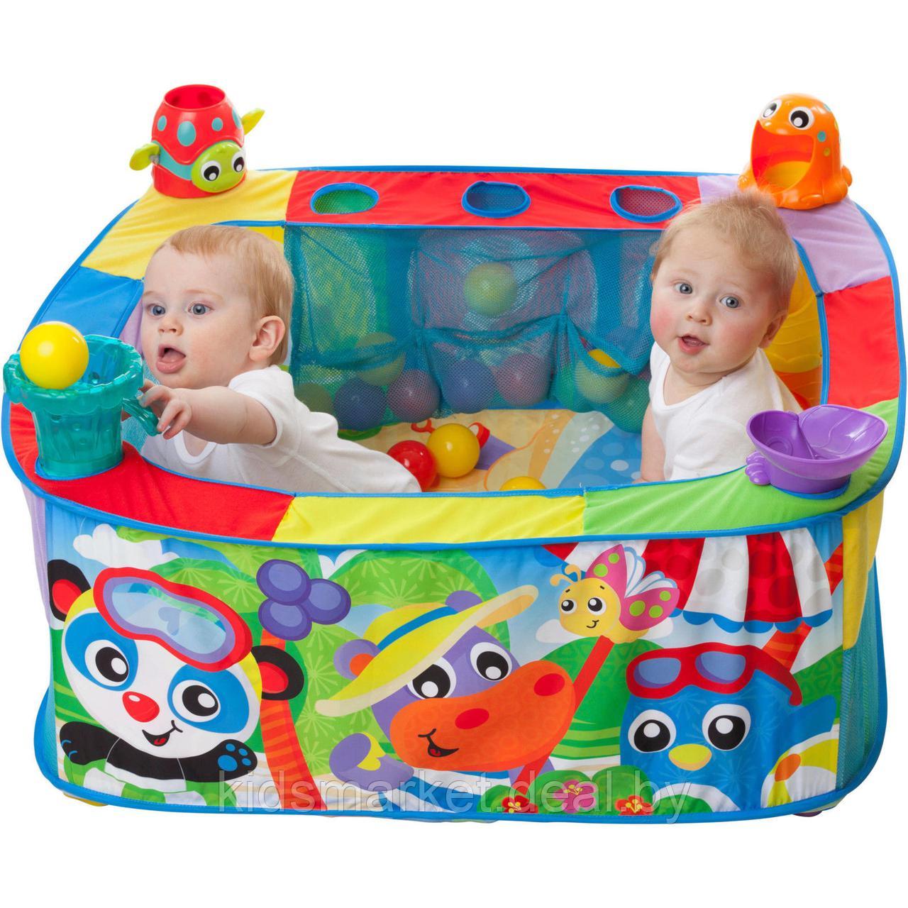 Детский развивающий коврик Playgro 0186366 Pop and Drop Activity Ball Gym + 30 мячиков - фото 1 - id-p73401518