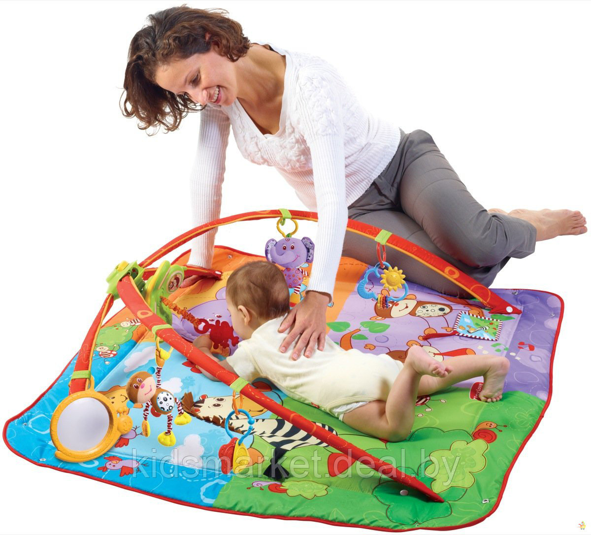 Детский развивающий коврик Tiny Love Gymini Move & Play Разноцветное сафари - фото 2 - id-p73425796