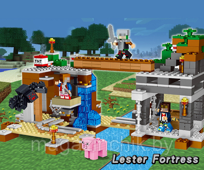 Конструктор Майнкрафт Minecraft Мини крепость, 33109, 493 дет., аналог Лего