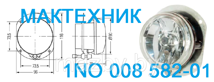 Фара противотуманная автобус МАЗ 105 кат. 1NO 008 582-01 (аналог HELLA)