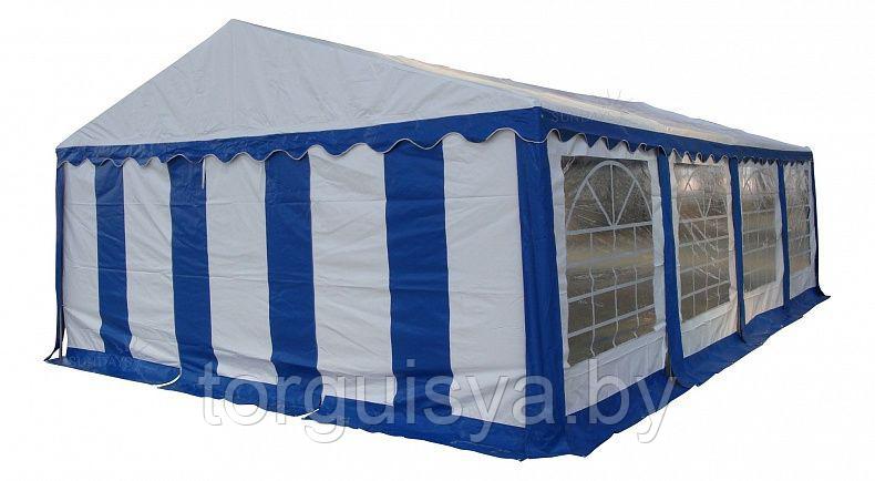 6x8м,68201, тент-шатер ПВХ, цвет белый с синим