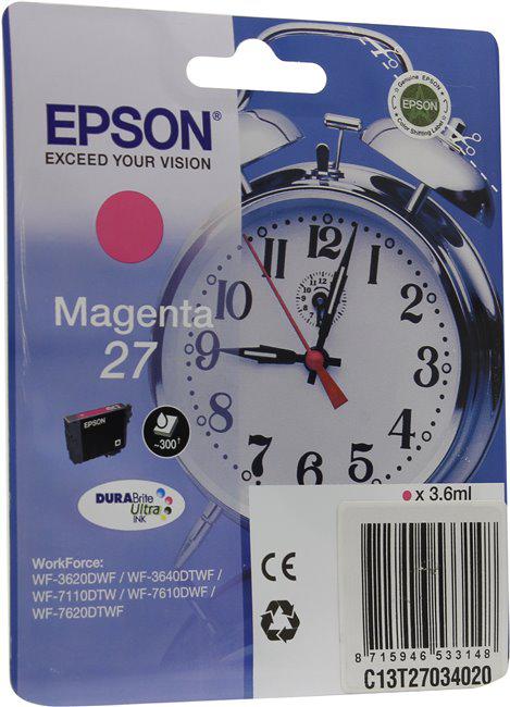 Картридж 27/ C13T27034020 (для Epson WorkForce WF-3620/ WF-3640/ WF-7110/ WF-7610/ WF-7620) пурпурный