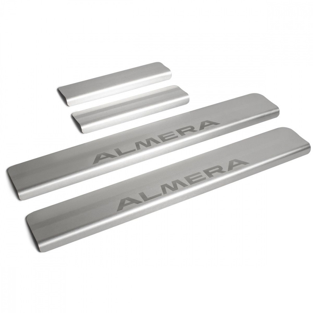 Накладки на пороги Nissan Almera 2013-, нержавеющая сталь, 4 шт.