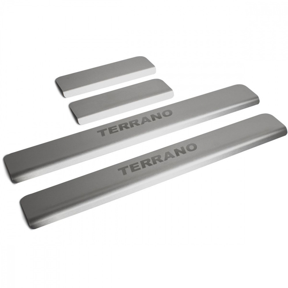 Накладки на пороги Nissan Terrano 2014-, нержавеющая сталь, 4 шт.