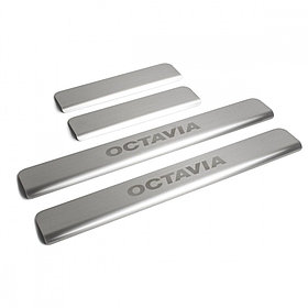 Накладки на пороги Skoda Octavia A7 2013-, нержавеющая сталь, 4 шт.