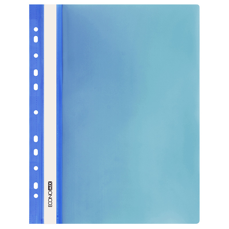Папка-скоросшиватель ECONOMIX A4 с прозрачной обложкой и перфорацией синяя(цена с НДС)
