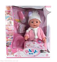 Кукла Беби Долл аналог Baby Born 020C в шапочке с шарфиком, закрывает глазки, ходит на горшок, пьет