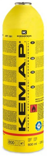 Газовый баллон резьбовой с МАПП газом, KEMAP 581N, 750мл/385г