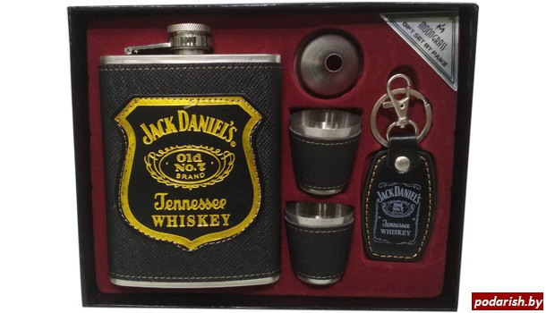Подарочный набор Jack Daniels (фляга, воронка, 2 рюмки, брелок) - фото 1 - id-p73613793