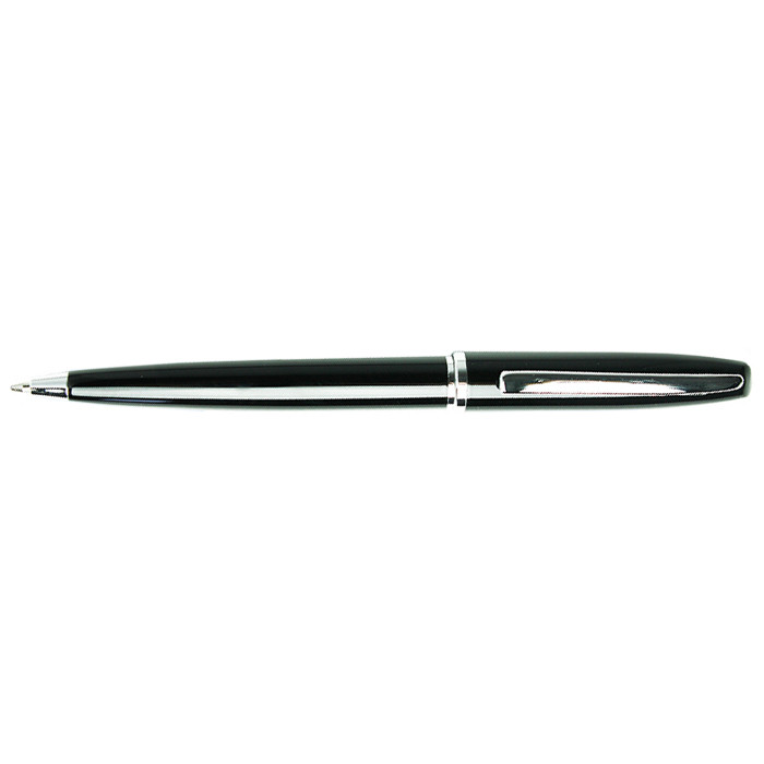 Ручка подарочная орпус черный с серебристой отделкой в футляре