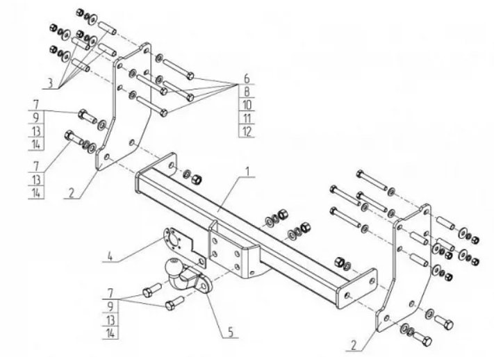 Фаркоп Avtos Ford Transit 2000-2014, шасси